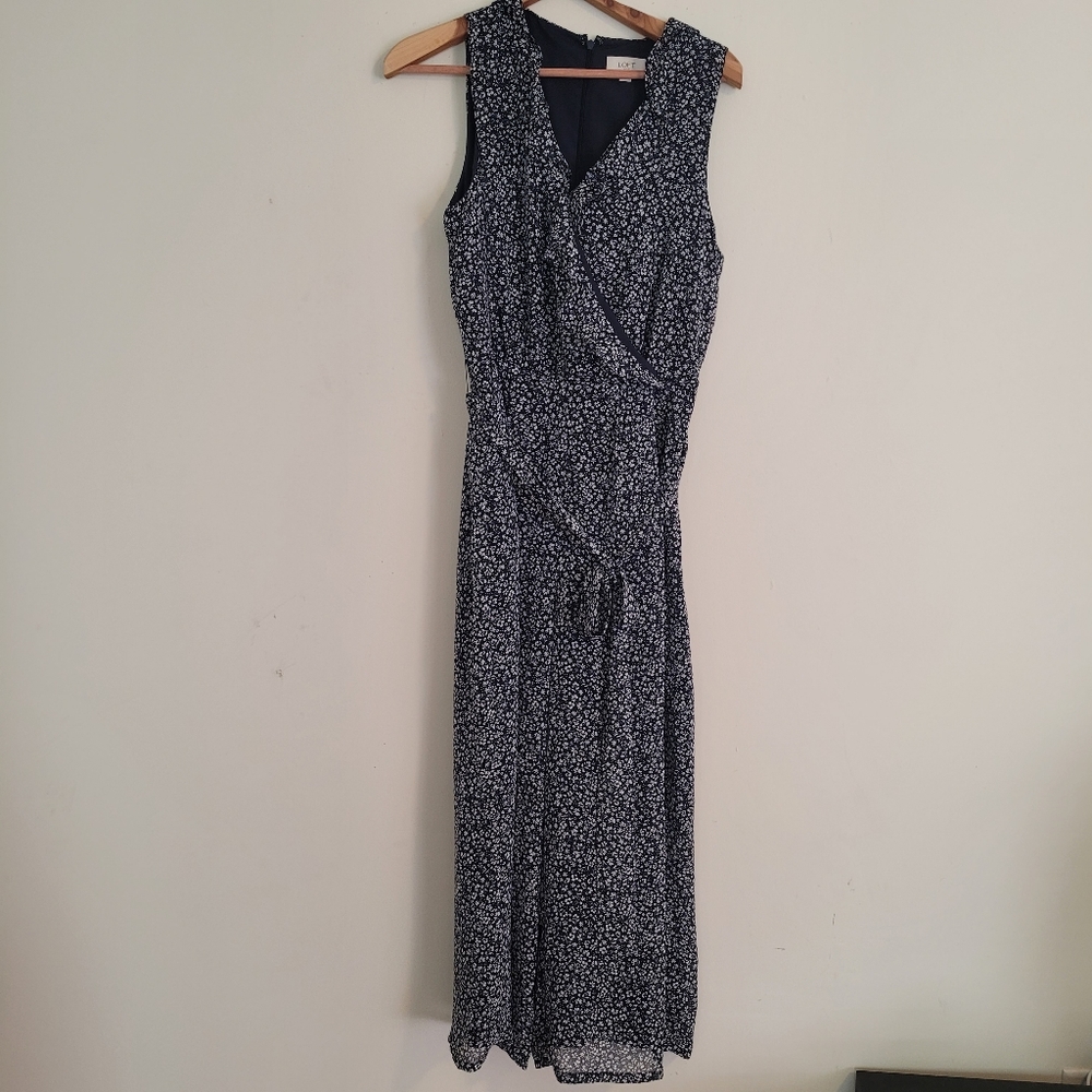 Loft Outlet Jumpsuit Sleevless Floral Belted